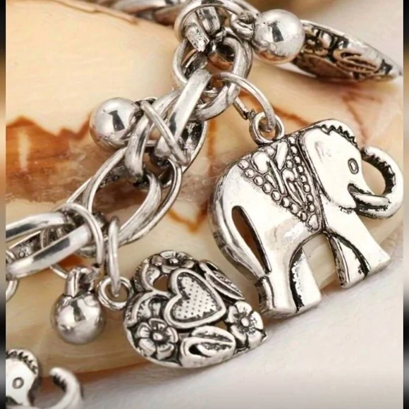 Silver Plated elephant Charm Ankle Bracelet Stainless Steel Womens Jewelry - Picture 5 of 7